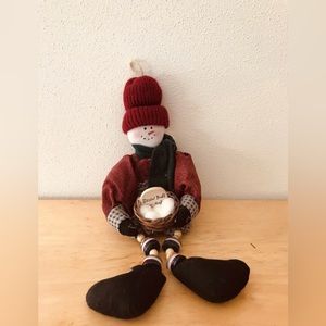 Vintage 90s 12” Snowman Ornament Or Shelf Sitter Christmas Tree Winter Decor